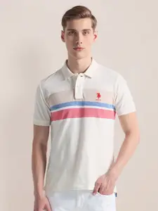 U.S. Polo Assn. Colourblocked Polo Collar Slim Fit T-shirt