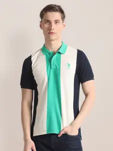 U.S. Polo Assn. Striped Polo Collar short Sleeves Slim Fit Cotton T-shirt
