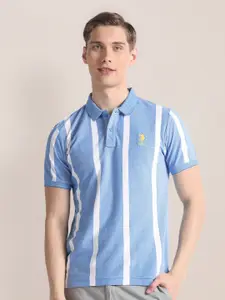 U.S. Polo Assn. Vertical Striped Polo Collar Slim Fit Pure Cotton T-shirt