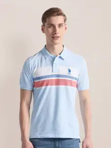 U.S. Polo Assn. Striped Polo Collar Short Sleeves Slim Fit T-shirt