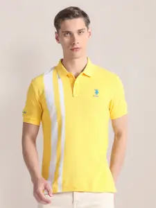 U.S. Polo Assn. Striped Polo Collar Pure Cotton Slim Fit T-shirt