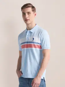 U.S. Polo Assn. Colourblocked Polo Collar Slim Fit T-shirt
