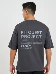 Styli Oversized Slogan Print Athleisure Terry T-Shirt