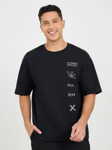 Styli Men Oversized Slogan Print Athleisure Terry T-Shirt