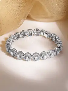 Rubans Rhodium plated Crystal Round Zirconia Demi-fine Sleek Tennis Bracelet