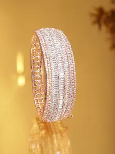 Rubans 18 K Rose-Gold Plated Baguette Crystal Cz Statement Bracelet