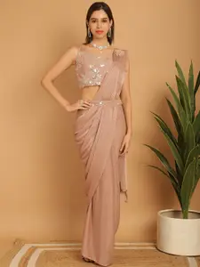 Mitera Embellished Lycra Ready to Wear Saree With Stitched Blouse