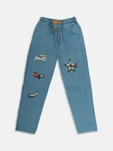 BAESD Girls Narrow Jogger Fit Printed Clean Look Cotton Jeans