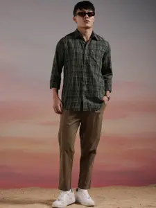 WROGN Slim Fit Tartan Checks Opaque Acrylic Casual Shirt