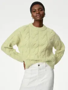 Marks & Spencer Round Neck Cable Knit Pullover Sweater