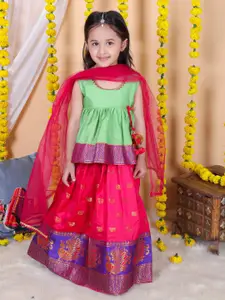 BownBee Girls Woven Design Ready To Wear Lehenga & Blouse With Dupatta