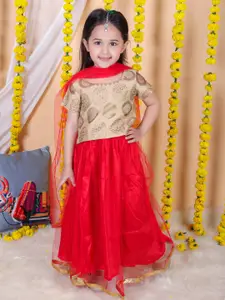 BownBee Girls Woven Design Ready To Wear Lehenga & Blouse With Dupatta