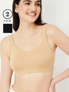 max Pack Of 2 Non-Padded Cotton Sports Bra