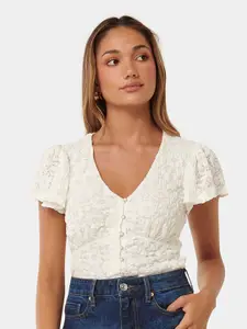 Forever New Puff Sleeve Cotton Lace Top