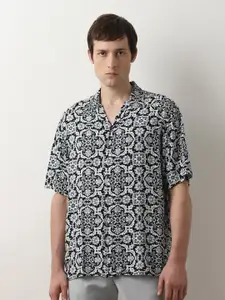 SELECTED Opaque Floral Printed Cuban Collar Casual Shirt