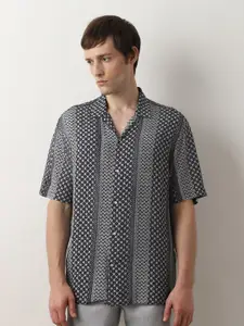 SELECTED Opaque Printed Cuban Collar Casual Shirt