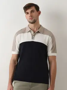 SELECTED Colourblocked Polo Collar Organic Cotton T-shirt