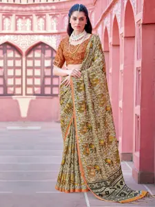 Saree mall Ethnic Motifs Printed Bagh Sarees with Tassels
