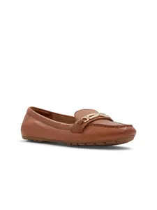 ALDO Women Square Toe Buckles Detail Leather Loafers