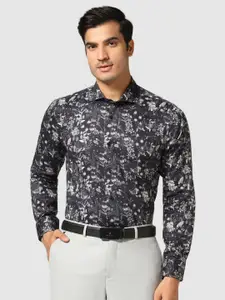 Blackberrys Floral Printed Spread Collar Chest Pocket Slim Fit Cotton Formal Shirt
