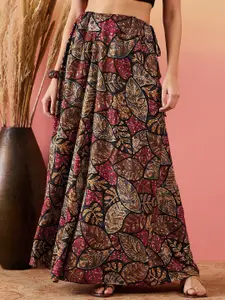 InWeave Floral Printed Flared Maxi Ethnic Skirt