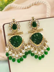 Crunchy Fashion Gold-Plated Kundan Contemporary Drop Earrings