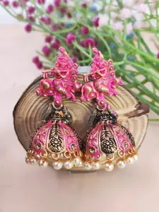 Crunchy Fashion Brass-Plated Pearl Dome Shaped Classic Jhumkas
