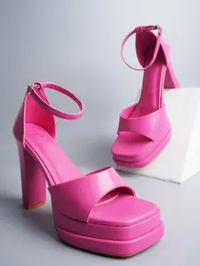 JM Looks Open Toe Block Heels