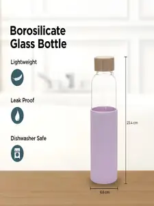 Kuber Industries Purple 3 Pieces Glass Water Bottles 550 ml