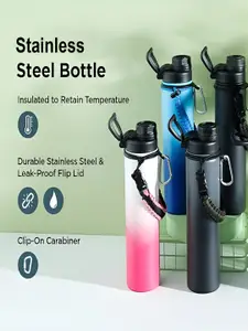 Kuber Industries Black Stainless Steel Single Wall Vacuum Sipper Water Bottle 720 ml