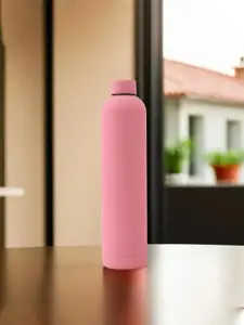Kuber Industries Pink Stainless Steel Solid Water Flask 1 ltr