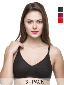Docare Pack Of 3 Full Coverage Lightly Padded Cotton Everyday Bra With All Day Comfort