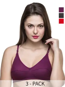 Docare Pack Of 3 Full Coverage Lightly Padded Cotton Everyday Bra With All Day Comfort