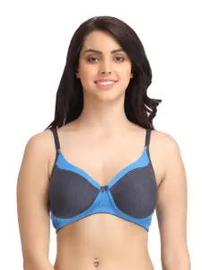 Clovia Grey Full Coverage Non Padded Non-Wired Cotton T-shirt Bra With All Day Comfort