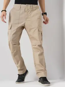 Celio Men Straight Fit Cotton Mid-Rise Cargo Trousers