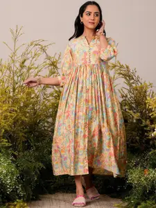 Libas Floral Print A-Line Maxi Dress