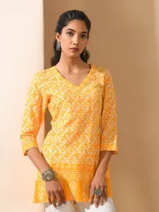 KALINI Ethnic Motifs Printed Pure Cotton Straight Kurti