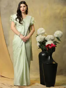 AMOHA TRENDZ Sequinned Detailed Organza Pre-draped Ready to wear Saree