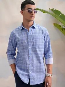HIGHLANDER Blue Regular Fit Tartan Checked Casual Shirt
