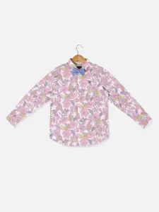 Allen Solly Junior Boys Slim Fit Floral Printed Spread Collar Long Sleeves Casual Shirt