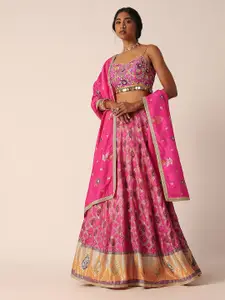 KALKI Fashion Embroidered Banarasi Silk Ready to Wear Lehenga & Blouse With Dupatta