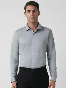 Van Heusen Slim Fit Self Design Spread Collar Cotton Formal Shirt