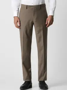 Van Heusen Men Mid-Rise Textured Slim Fit Trousers