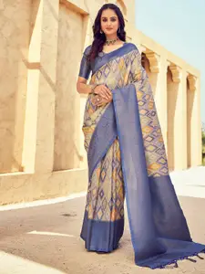 Mitera  Geometric Woven Design Zari Read to Wear Saree