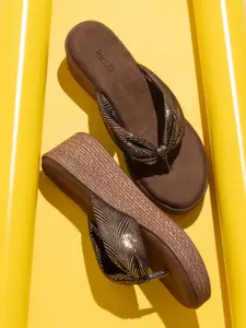 Inc 5 Metallic Printed Knotted Strappy Wedge Heels