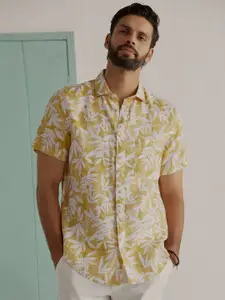 Andamen Premium Slim Fit Floral Printed Linen Casual Shirt