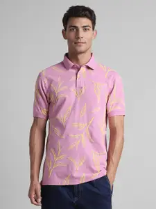 SIMON CARTER LONDON Floral Printed Polo Collar Tropical Pockets Slim Fit T-shirt