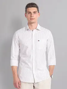 AD By Arvind Slim Fit Vertical Striped Spread Collar Pure Cotton Casual Shirt