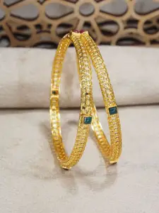 I Jewels Set Of 2 Gold Plated Stones Studded Bangles