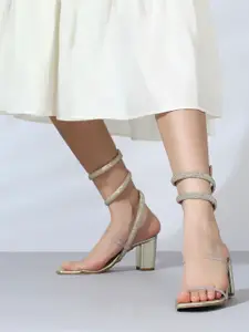 Inc 5 Embellished Strappy Open Toe Block Heels